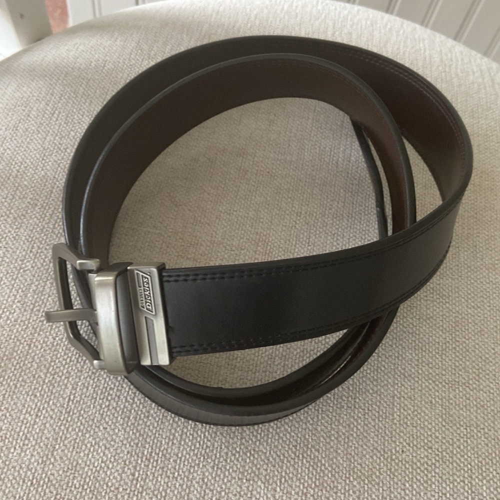 Dickies Leather Reversible Classic Black/Brown Belt with Silver Buckle